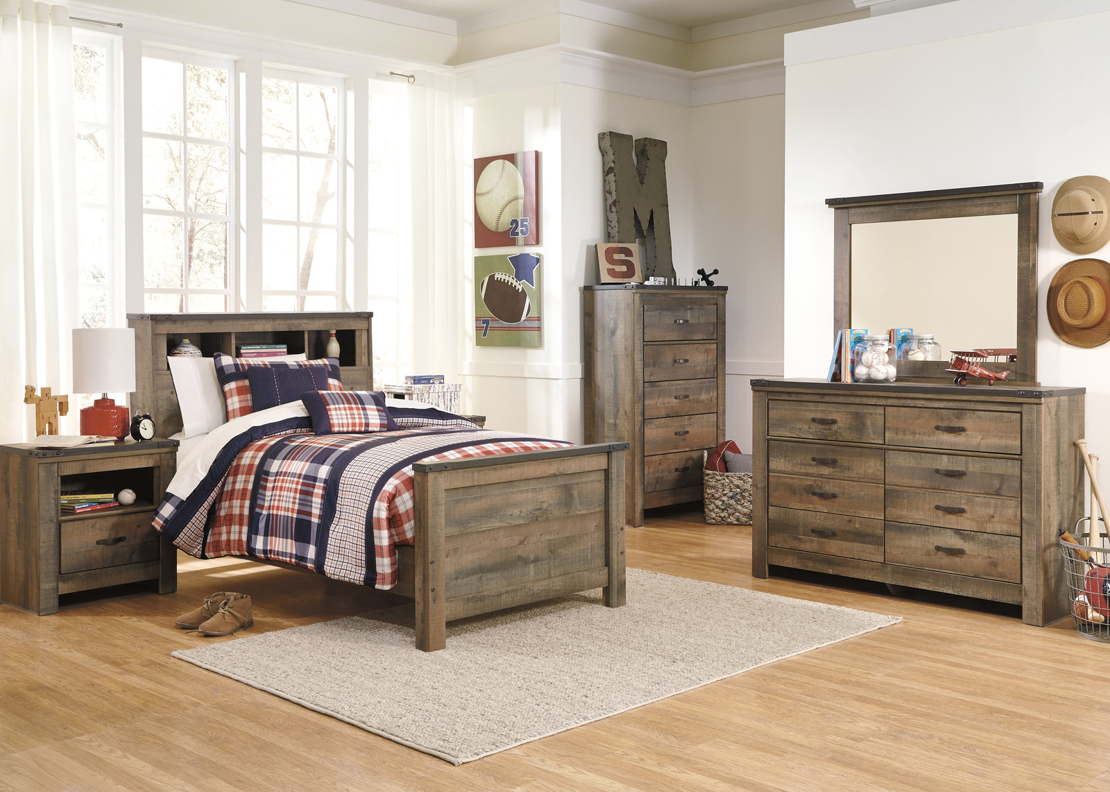Trinell Brown Bookcase Bedroom Set