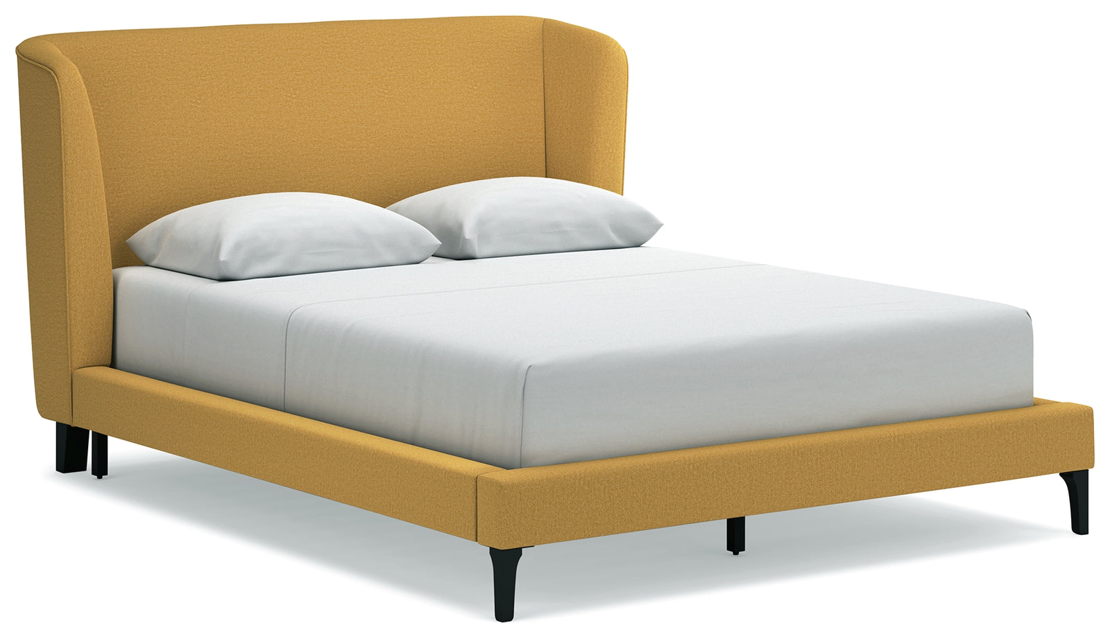 Maloken Mustard Queen Upholstered Bed With Roll Slats