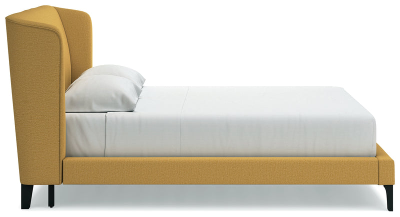 Maloken Mustard King Upholstered Bed With Roll Slats