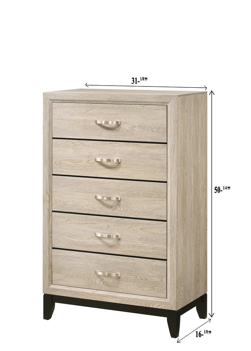 Akerson Chest Drift Wood, Contemporary Sleek And Modern Wood, Metal 5 Drawers