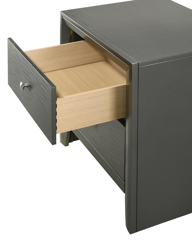 Denker Gunmetal Modern Contemporary Solid Wood 2-Drawers Nightstand