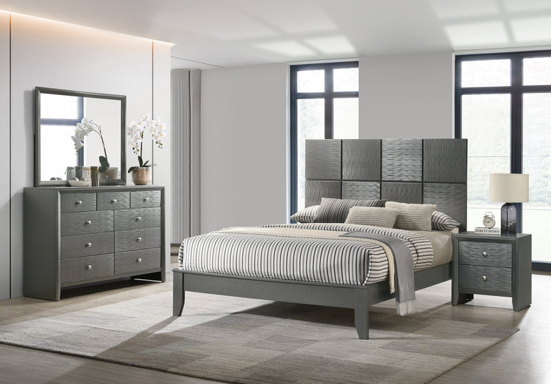 Denker Gunmetal Modern Contemporary Solid Wood Full Bed
