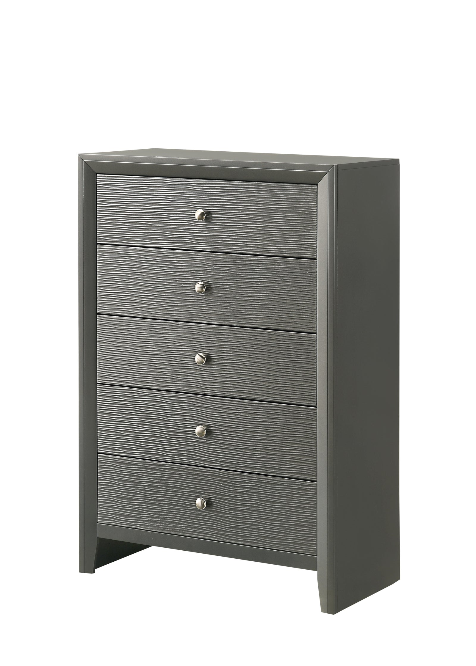 Denker Gunmetal Modern Contemporary Solid Wood 5-Drawers Chest