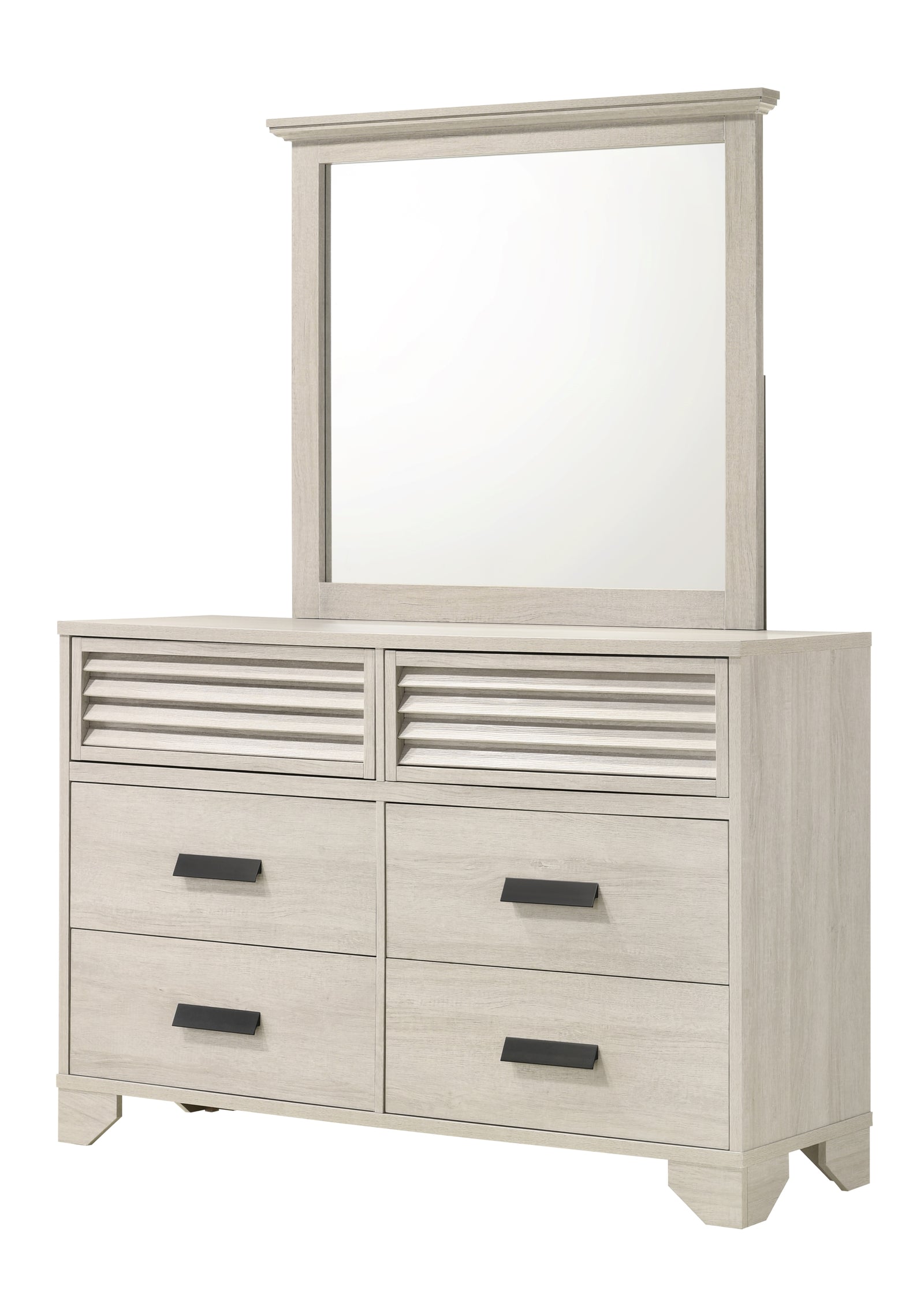 Sarter White Modern Contemporary Solid Wood And Veneers 6-Drawers Dresser