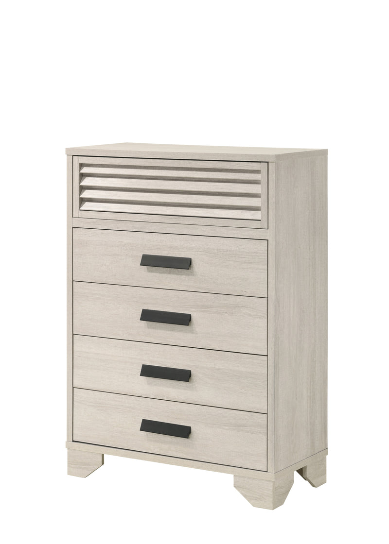 Sarter White Modern Contemporary Solid Wood And Veneers 5-Drawers Chest
