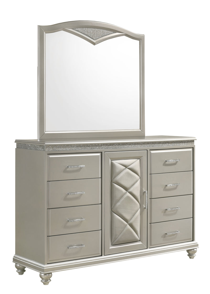 Valiant Night Stand Champagne, Modern Traditional Glam, 2 Metal Drawers