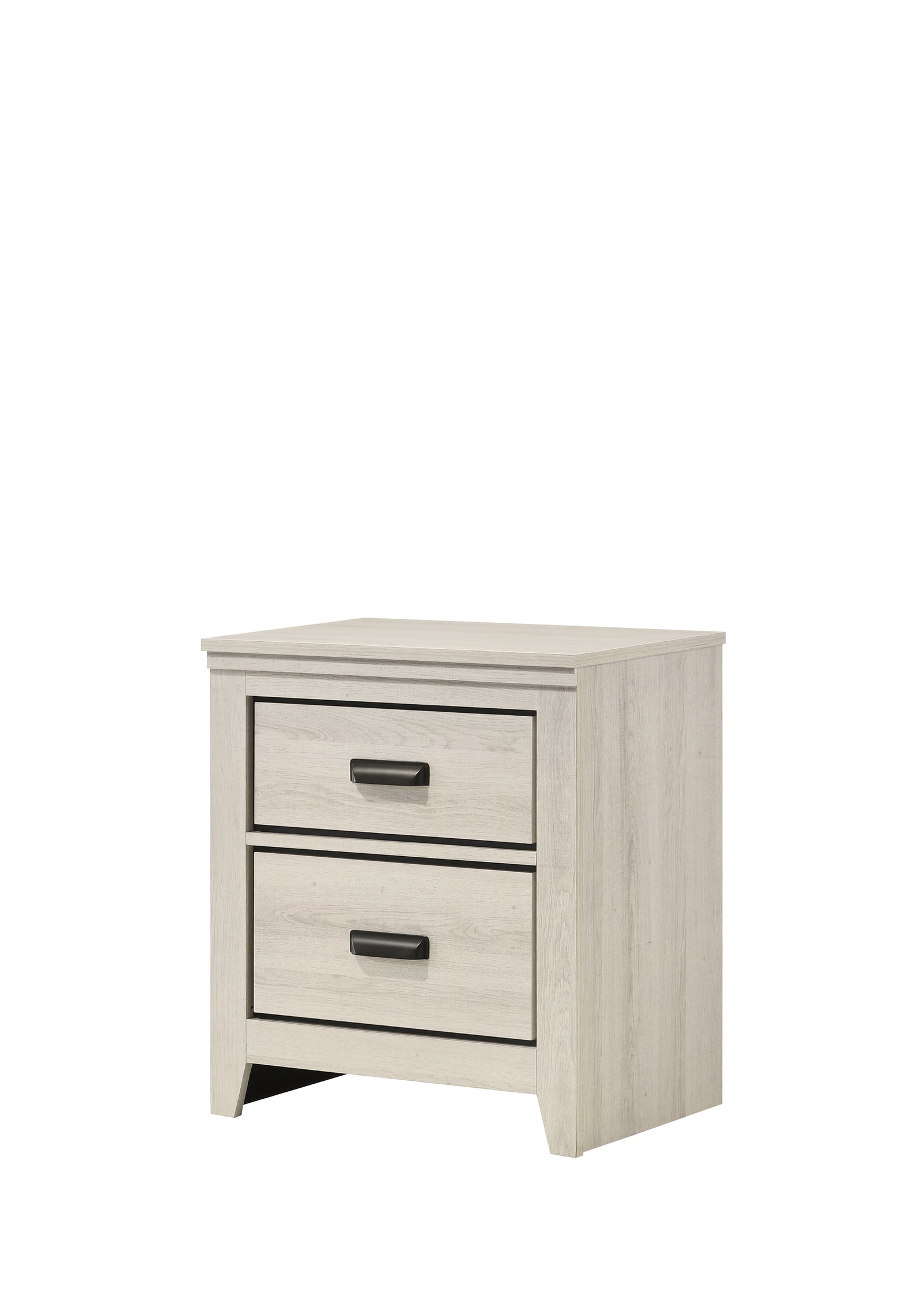 Carter White Modern Contemporary Solid Wood And Veneers 2-Drawers Nightstand