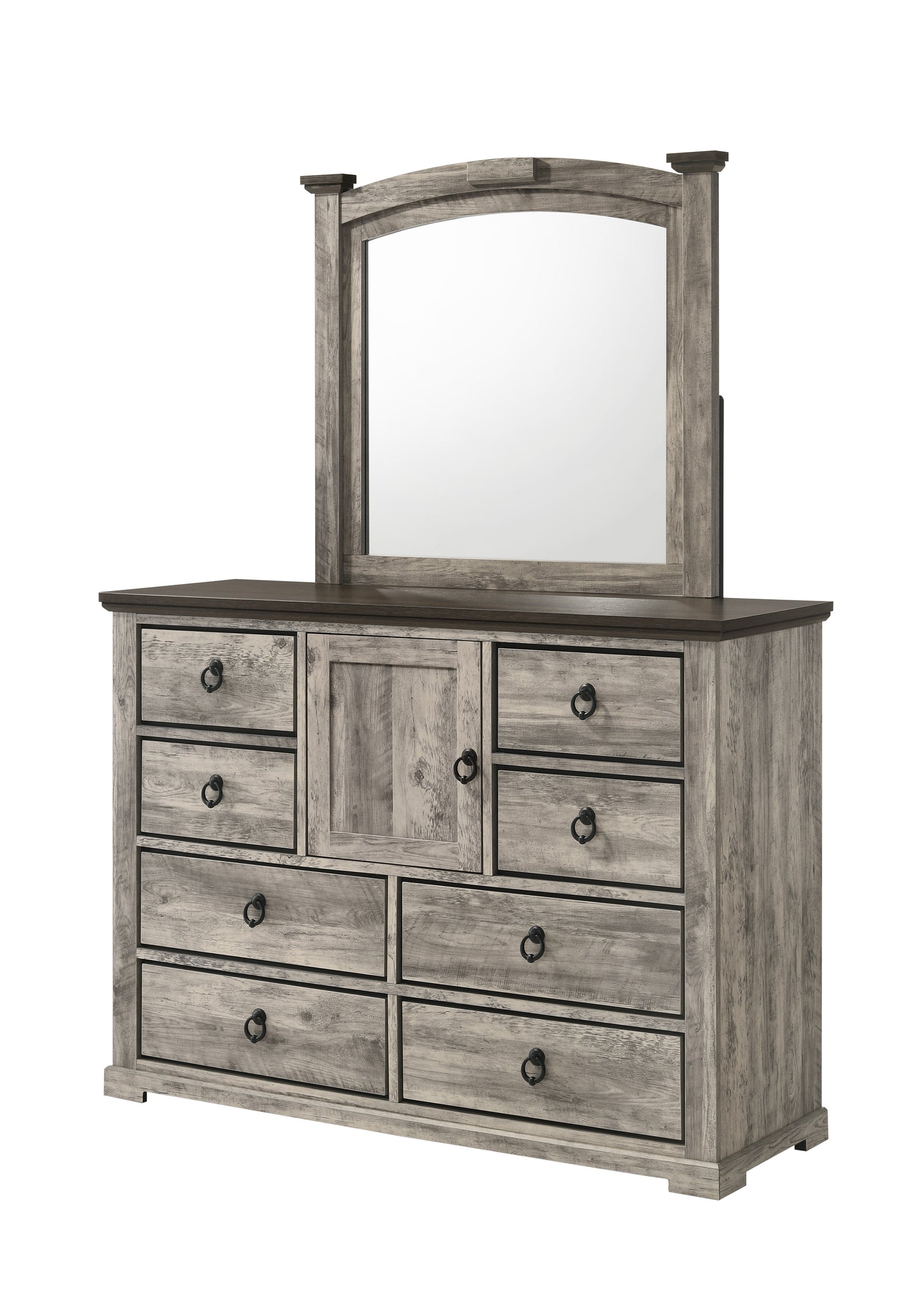 Ella-mae Gray Modern Contemporary Solid Wood And Veneers 9-Drawers Dresser