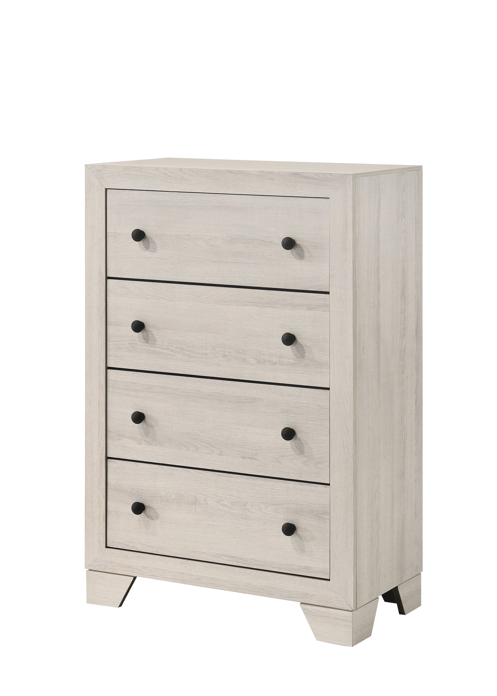 Atticus White Modern Contemporary Solid Wood And Veneers 5-Drawers Chest