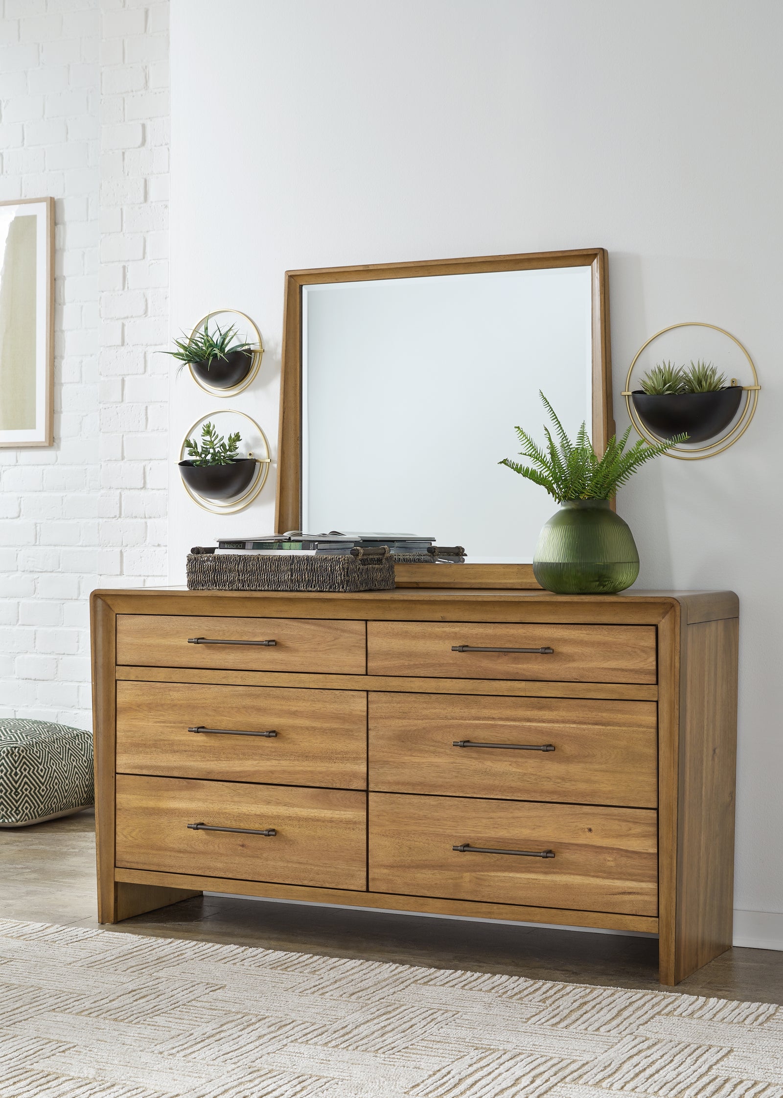 Takston Light Brown Dresser And Mirror