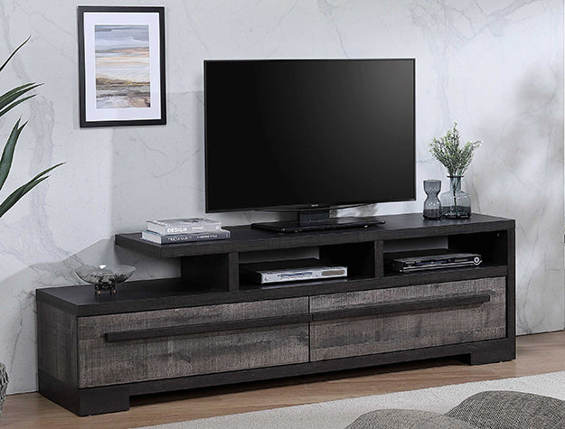 Remington Ebony/Gray Modern Contemporary Solid Wood And Veneers Storage Tv Stand