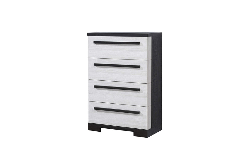 Remington Chalk/Ebony Modern Contemporary Solid Wood And Veneers 2-Drawers Nightstand