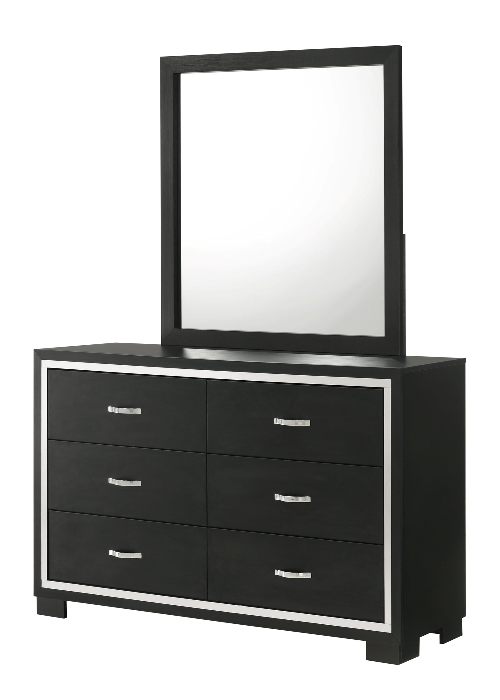Gennro Black Modern Contemporary Solid Wood 6-Drawers Dresser