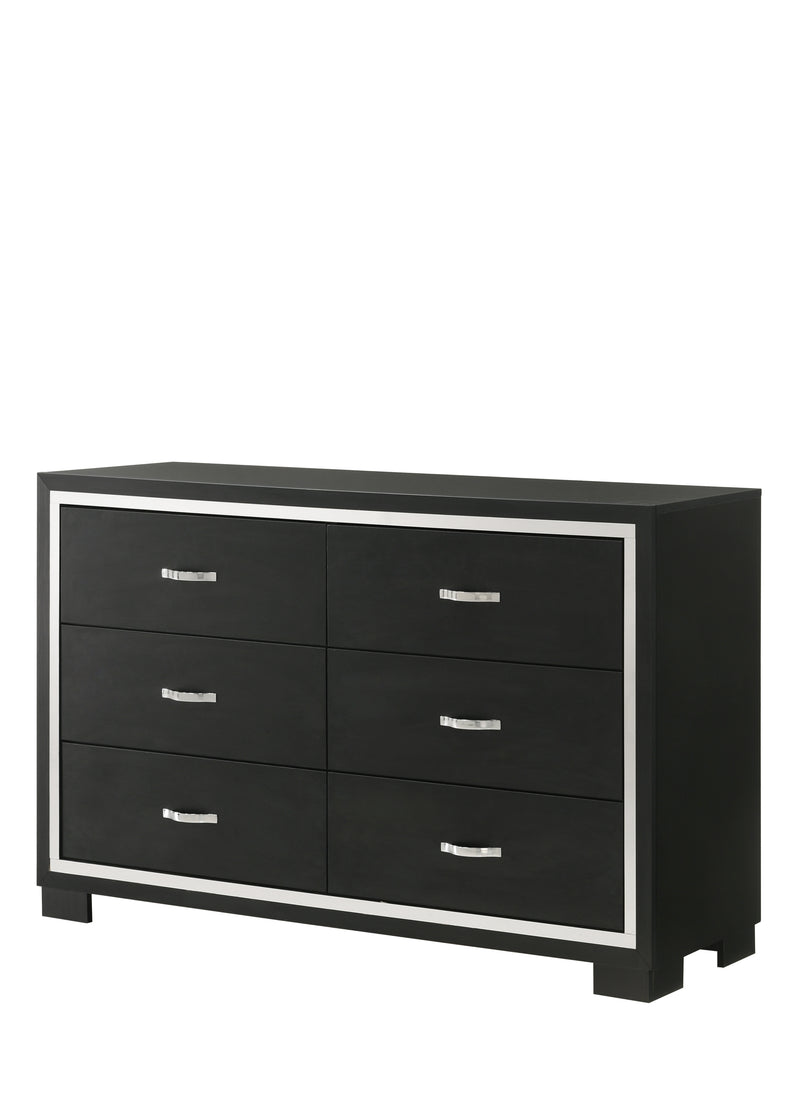 Gennro Black Modern Contemporary Solid Wood 5-Drawers Chest