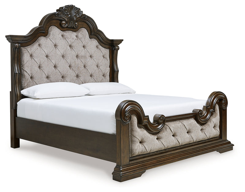 Maylee Dark Brown King Upholstered Bed