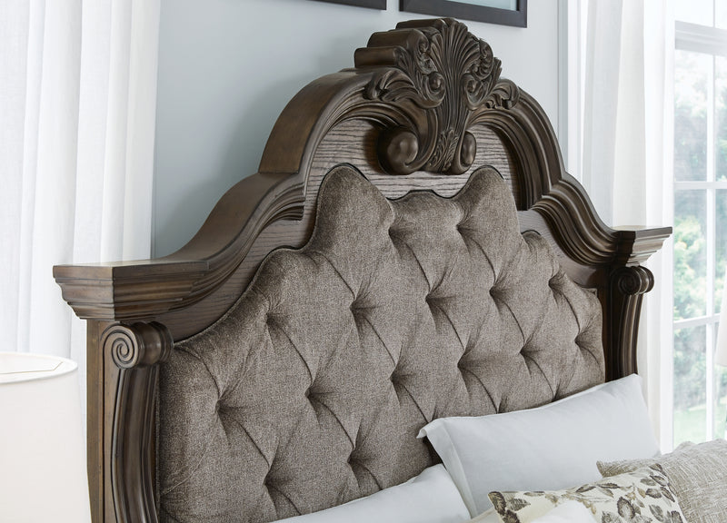Maylee Dark Brown King Upholstered Bed
