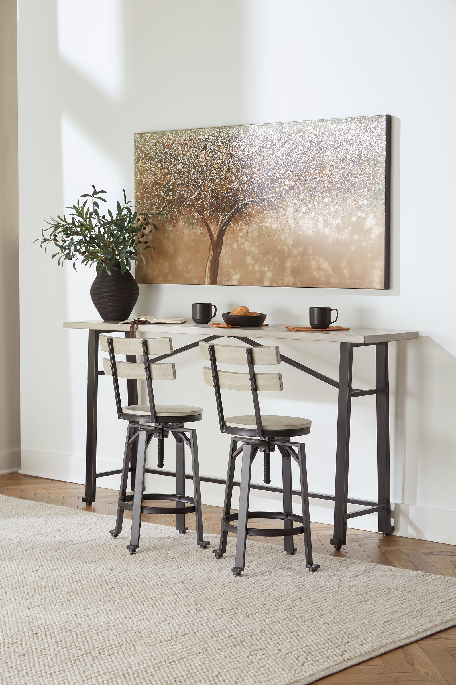 Karisslyn Whitewash/black Counter Height Dining Table And 2 Barstools