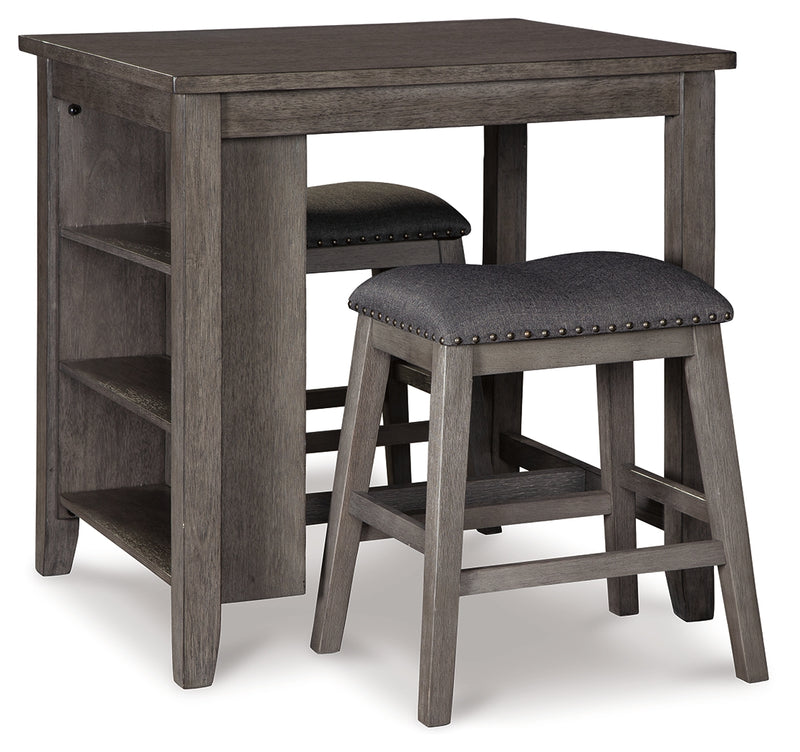 Caitbrook Gray Counter Height Dining Table And Bar Stools (Set Of 3)