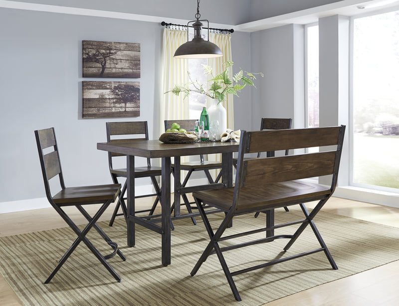 Kavara Medium Brown Counter Height Dining Table And 4 Barstools And Bench