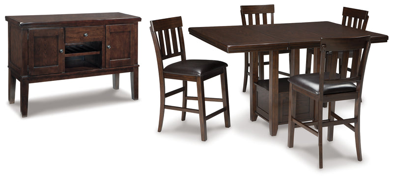 Haddigan Dark Brown Counter Height Dining Table And 4 Barstools With Storage