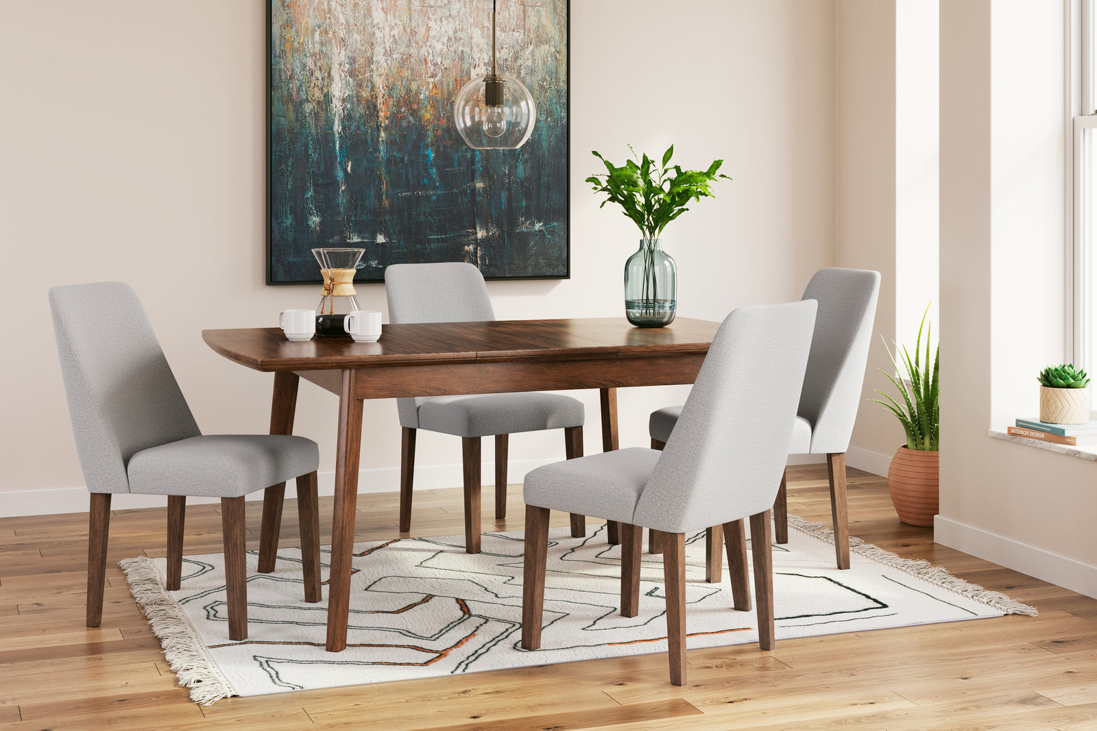 Lyncott Gray/brown Dining Table And 4 Chairs