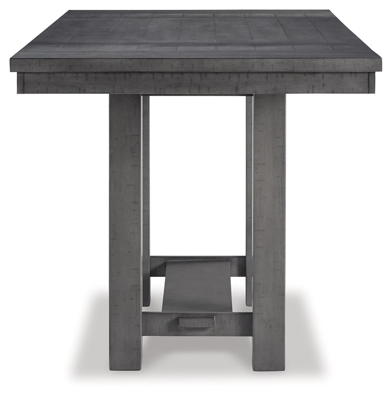 Myshanna Gray Counter Height Dining Table And 4 Barstools And Bench With Storage