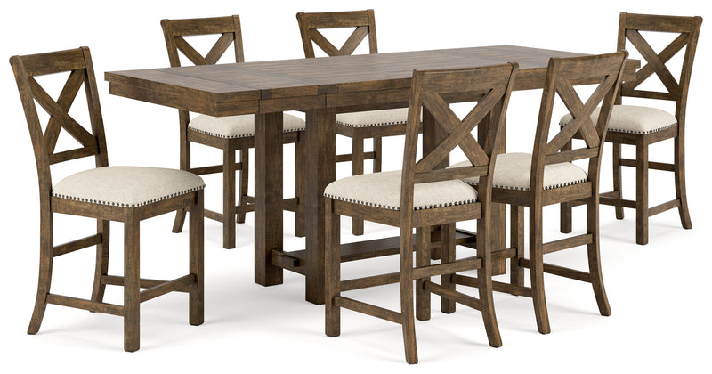 Moriville Grayish Brown Counter Height Dining Table And 6 Barstools