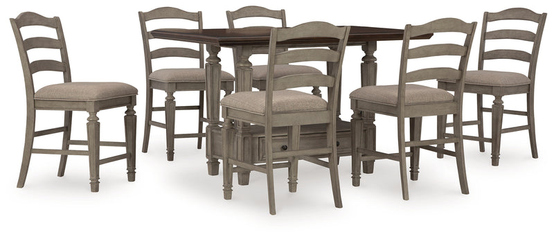 Lodenbay Antique Gray Counter Height Dining Table And 6 Barstools