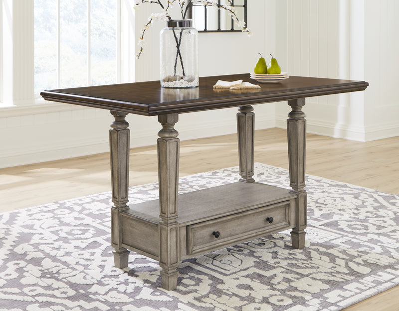 Lodenbay Antique Gray Counter Height Dining Table And 6 Barstools With Storage