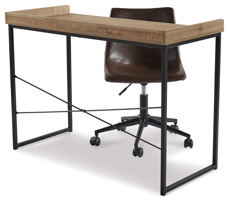 Gerdanet Light Brown/Black Home Office Desk With Chair