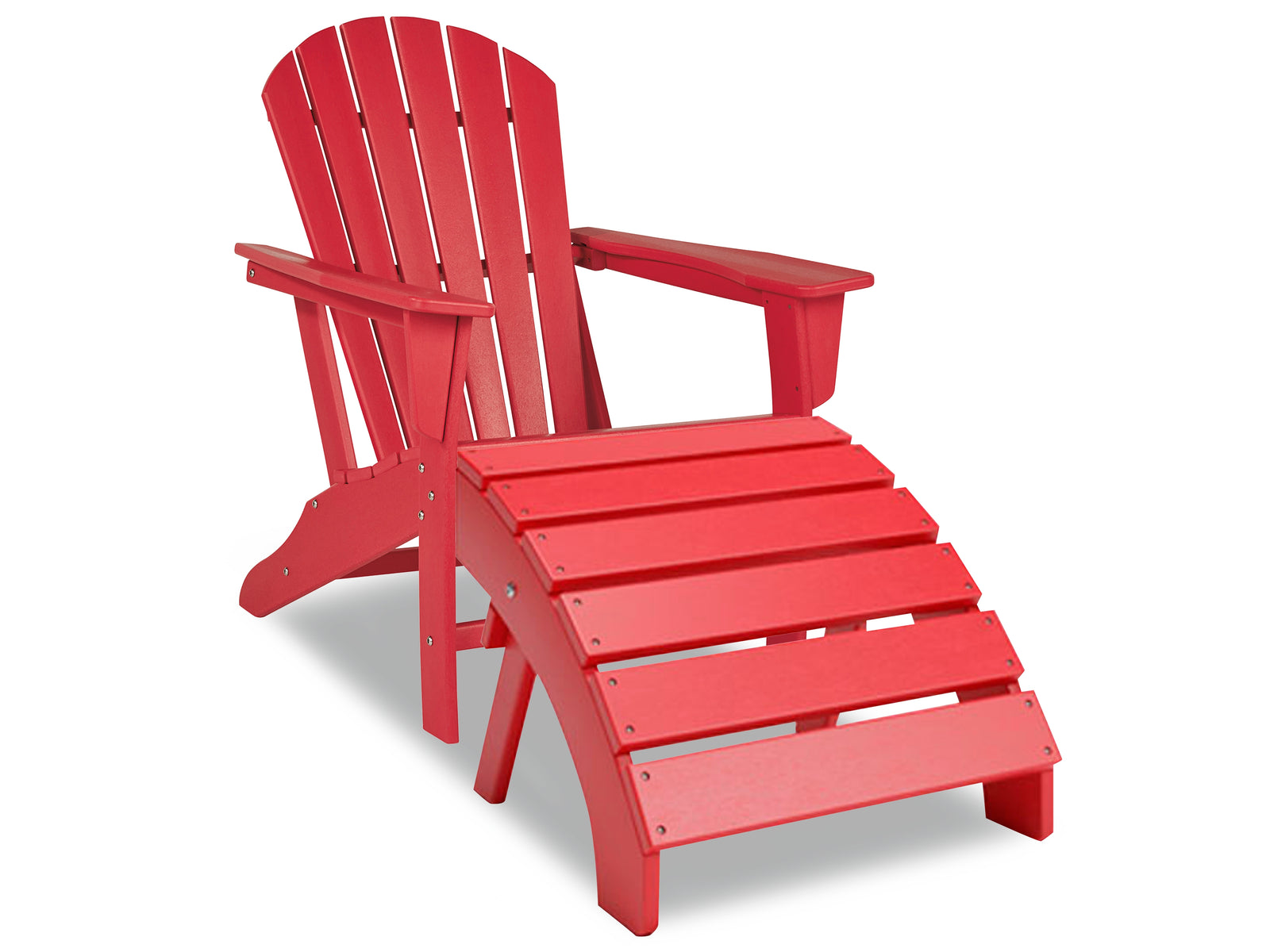 Sundown Red Treasure Outdoor Adirondack Chair And Ottoman