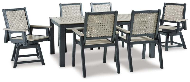 Mount Driftwood/black Valley Outdoor Dining Table And 6 Chairs
