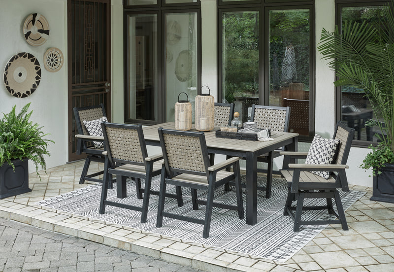 Mount Driftwood/black Valley Outdoor Dining Table And 6 Chairs