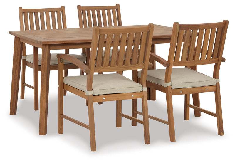 Janiyah Light Brown Outdoor Dining Table And 4 Chairs