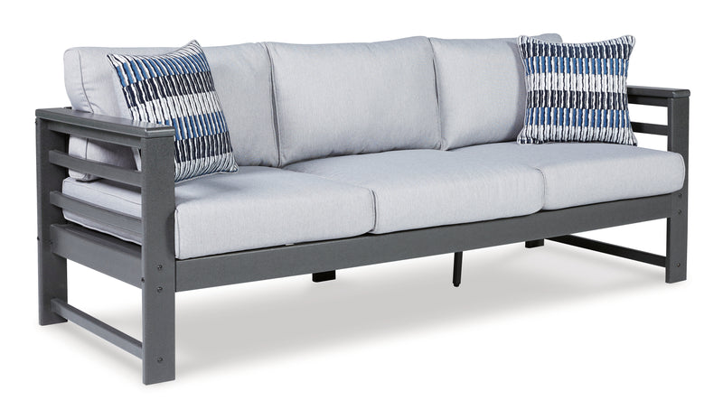 Amora Charcoal Gray Outdoor Sofa, Loveseat And 2 Lounge Chairs With Coffee Table And 2 End Tables