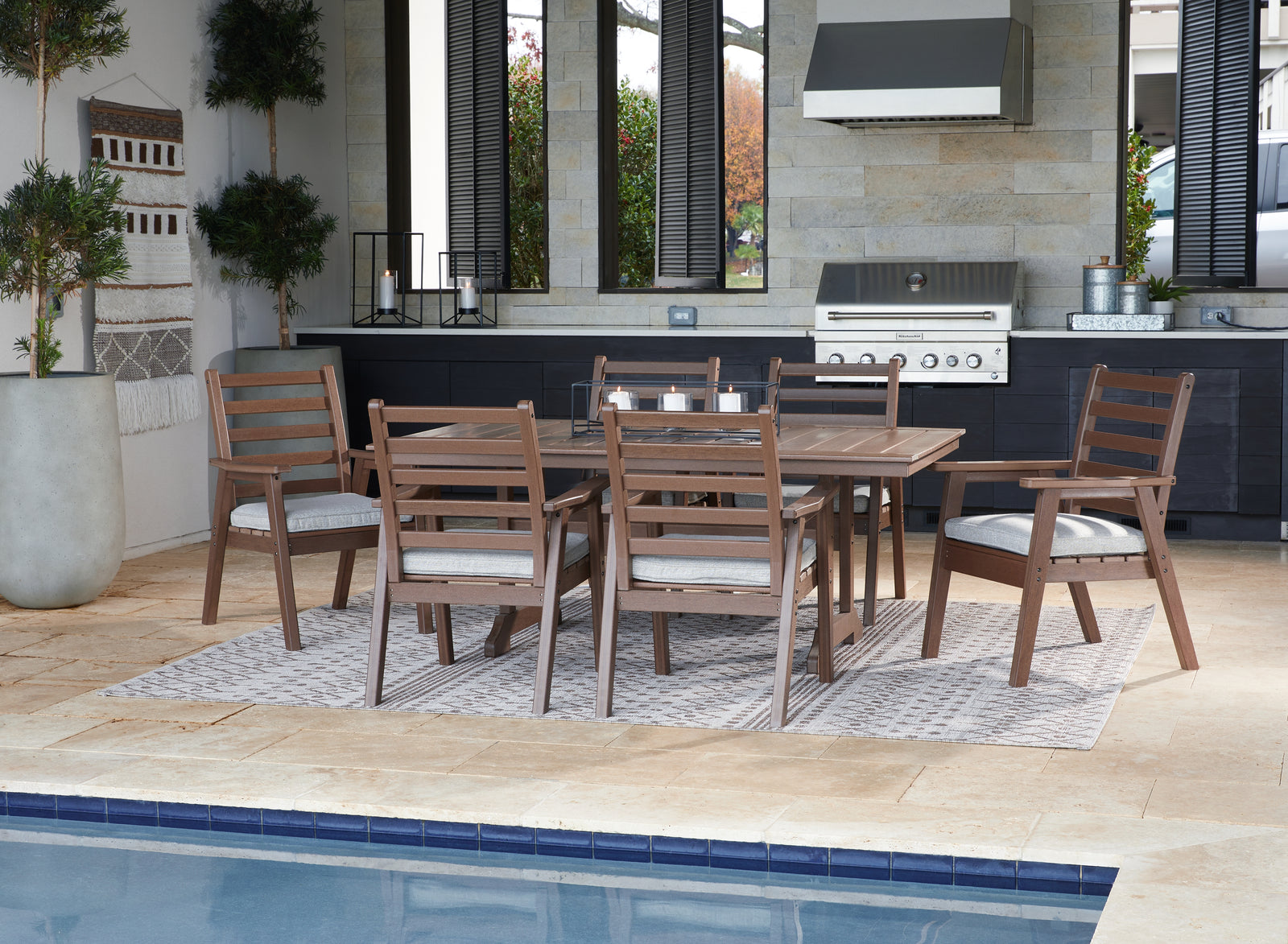 Emmeline Brown Outdoor Dining Table And 6 Chairs