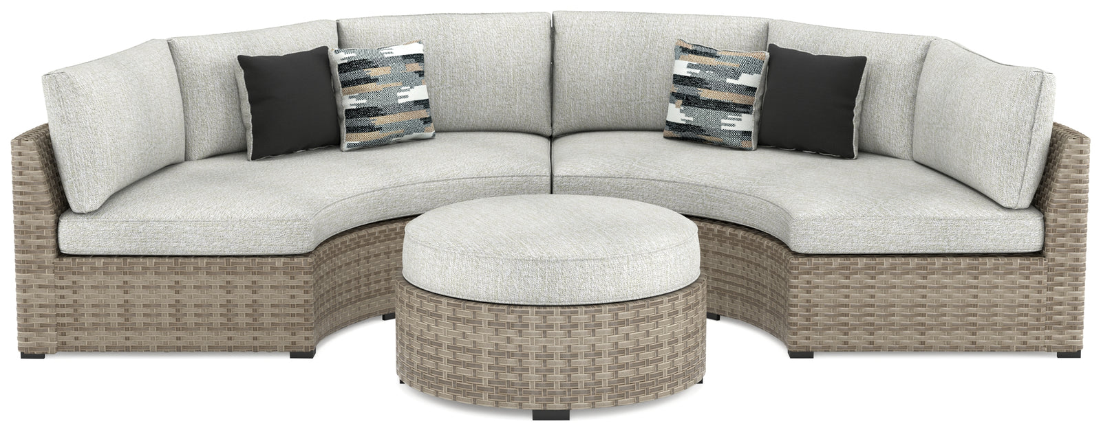 Calworth Beige 2-Piece Sectional With Ottoman