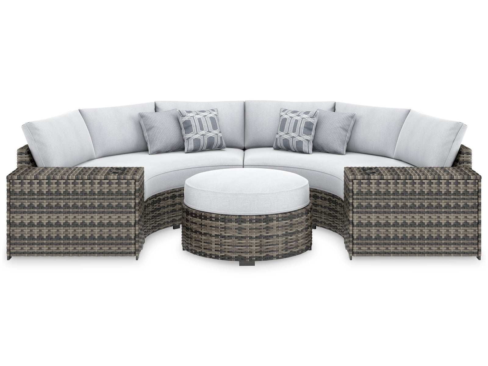 Harbor Gray Court 4-Piece Outdoor Sectional With Ottoman