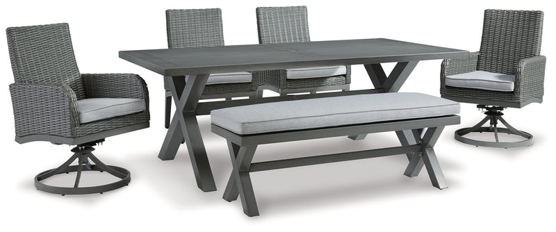 Elite Gray Park Outdoor Dining Table And 4 Chairs And Bench