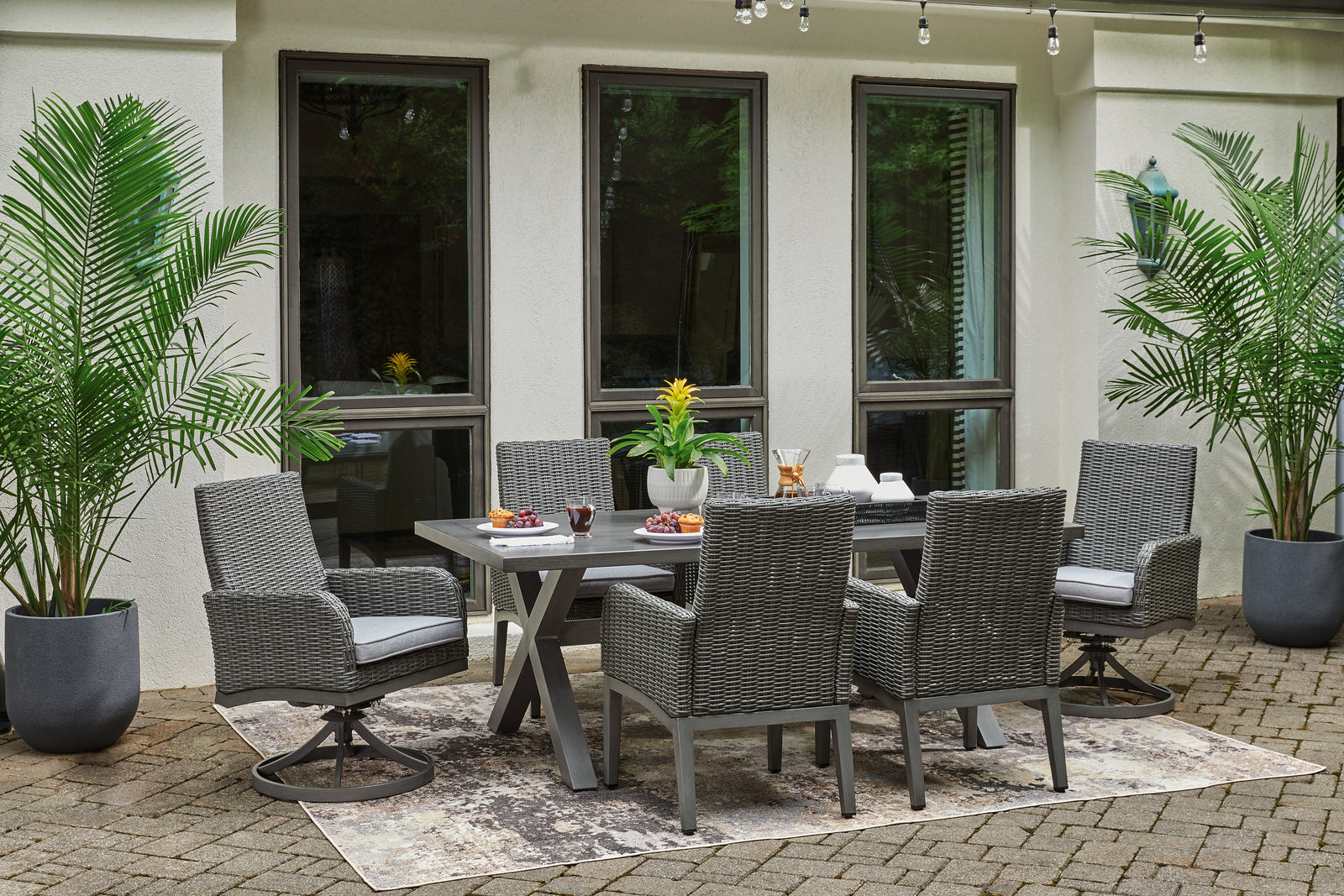 Elite Gray Park Outdoor Dining Table And 6 Chairs