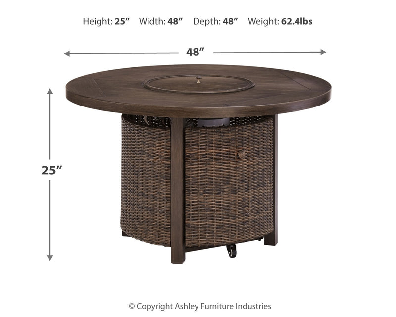 Paradise Medium Brown Trail Outdoor Fire Pit Table And 4 Chairs
