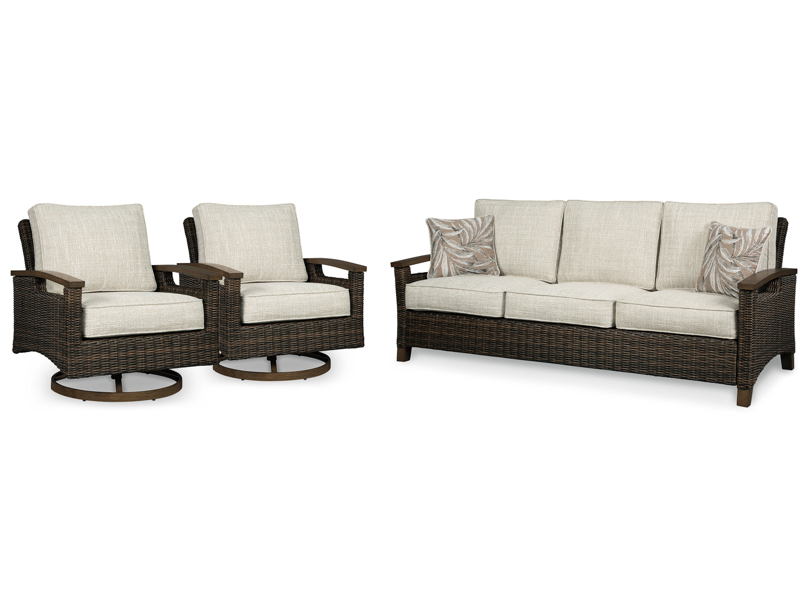 Paradise Medium Brown Trail Outdoor Sofa With 2 Lounge Chairs