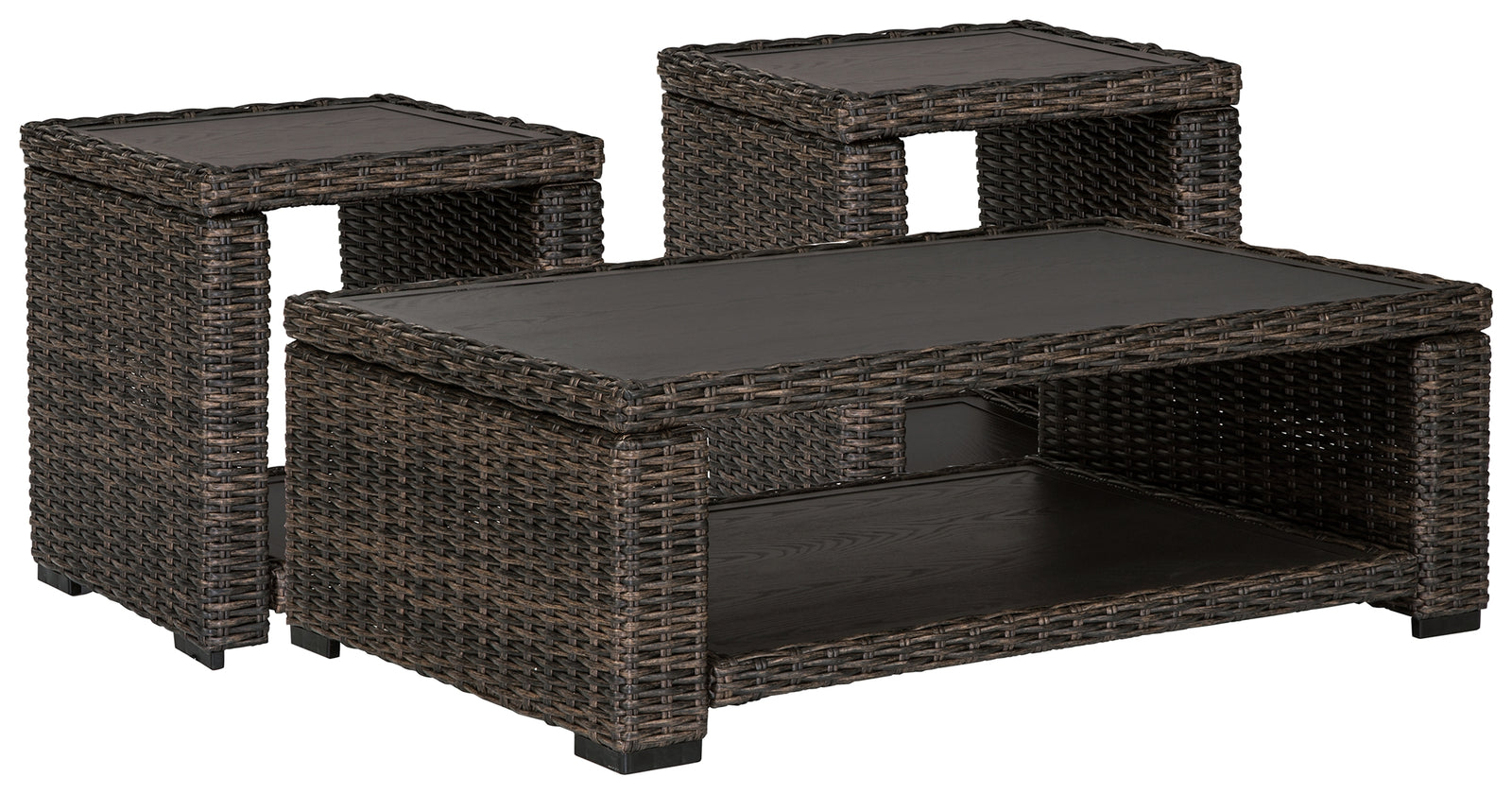 Grasson Brown Lane Outdoor Coffee Table With 2 End Tables