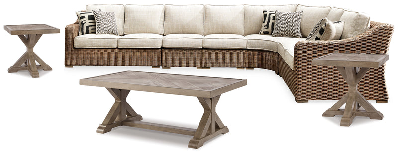 Beachcroft Beige 5-Piece Outdoor Sectional With Coffee Table And 2 End Tables