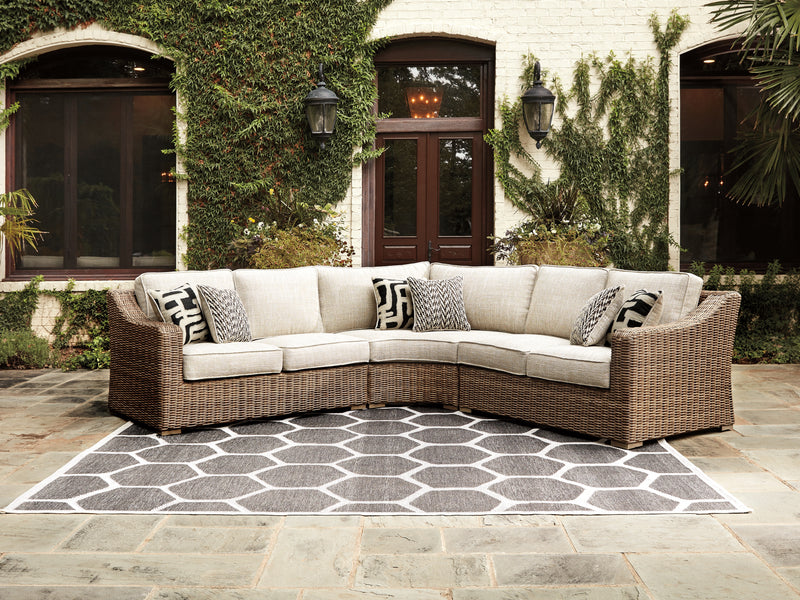 Beachcroft Beige 5-Piece Outdoor Sectional With Coffee Table