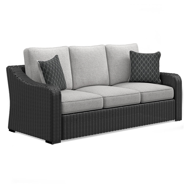 Beachcroft Black/light Gray Outdoor Sofa And 2 Chairs With Coffee Table