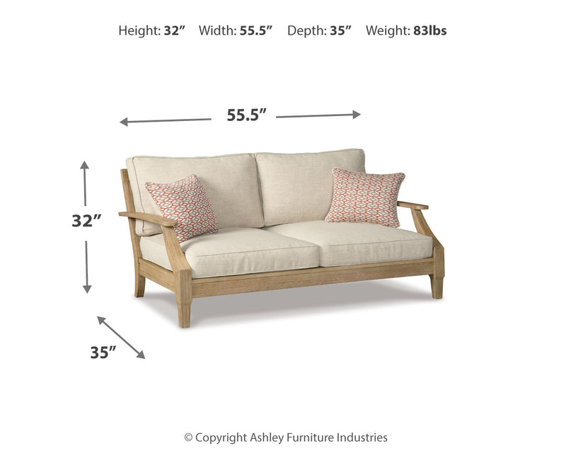 Clare Beige View Outdoor Sofa And Loveseat