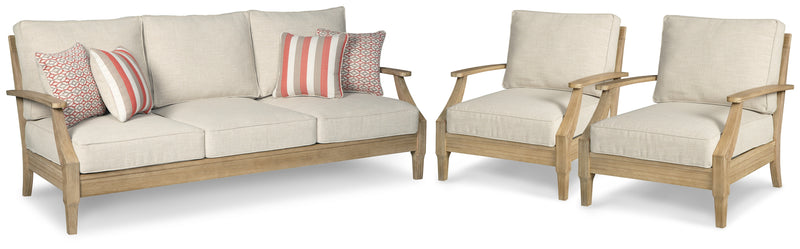 Clare Beige View Outdoor Sofa With 2 Lounge Chairs