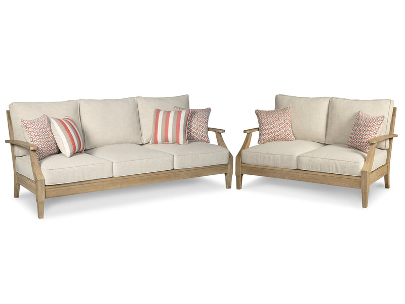 Clare Beige View Outdoor Sofa And Loveseat