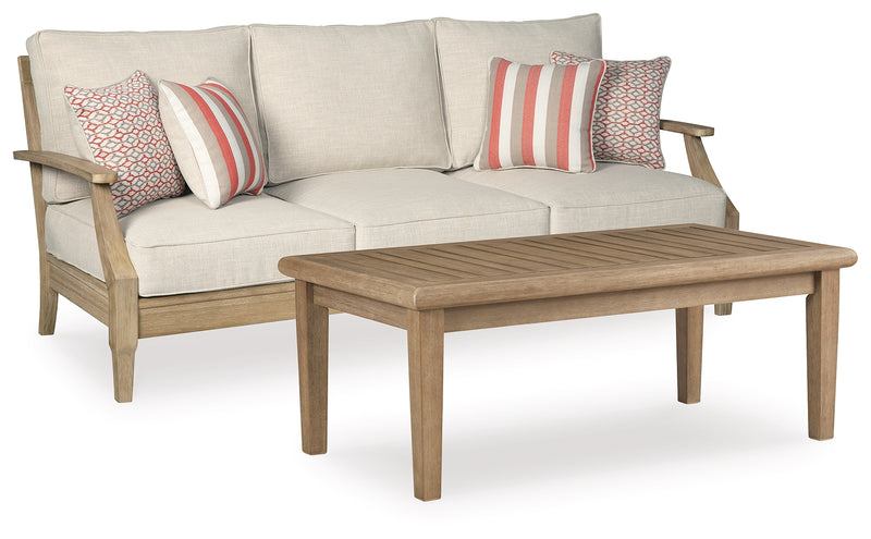 Clare Beige View Outdoor Sofa With Coffee Table